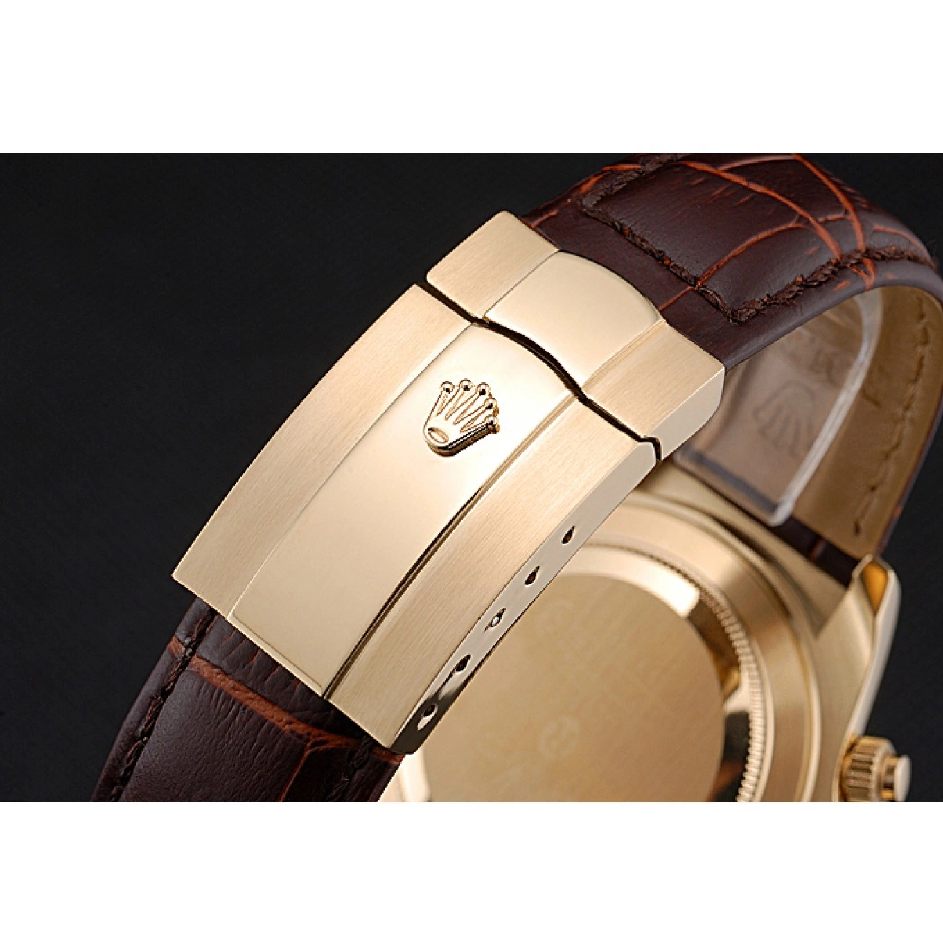 Rolex copies cheap Leather Cosmograph Case 622634 Black Bracelet Daytona Subdials Brown Rolex Gold 0702